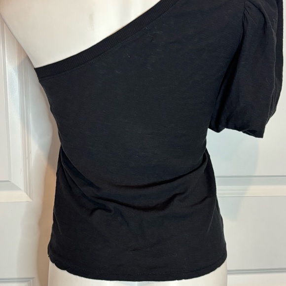 Nation LTD Paulina One Shoulder Puff Short Sleeve Tee Black S - Picture 5 of 8